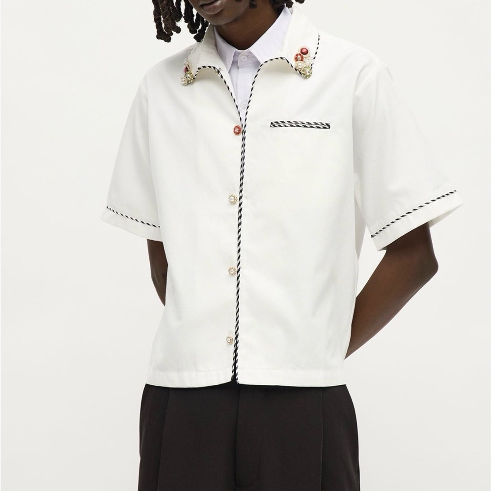 Men's White Casual Button Down Shirt